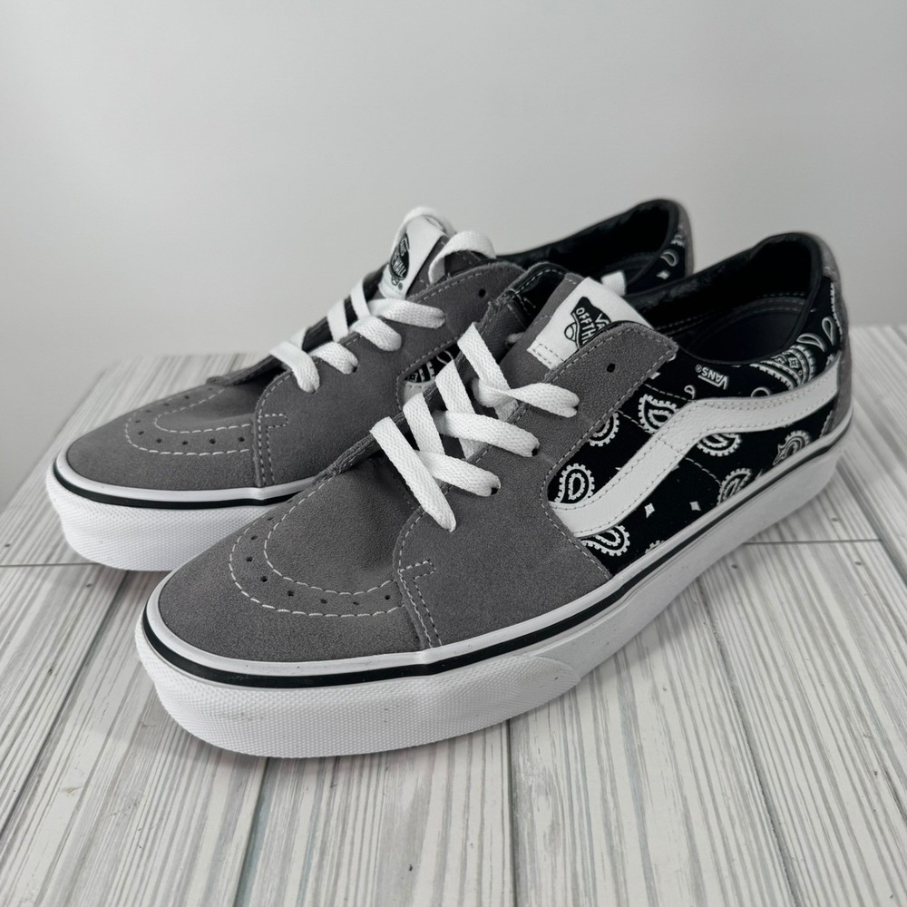 Vans Sk8-Low Paisley Gray True‎ White Bandana Sneakers VN0A5KXDBGJ Wmns 10 M8.5